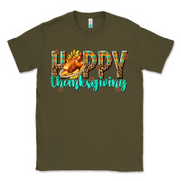 Army Green Happy Thanksgiving with Turkey Classic Tee - texasbilliewilder