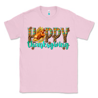 Bubblegum Pink Happy Thanksgiving with Turkey Classic Tee - texasbilliewilder