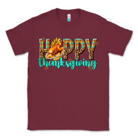 Burgundy Happy Thanksgiving with Turkey Classic Tee - texasbilliewilder