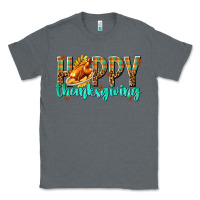 Charcoal Heather Happy Thanksgiving with Turkey Classic Tee - texasbilliewilder