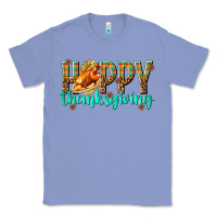 Colony Blue Happy Thanksgiving with Turkey Classic Tee - texasbilliewilder