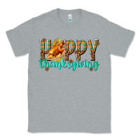 Heather Grey Happy Thanksgiving with Turkey Classic Tee - texasbilliewilder