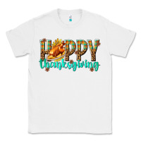 White Happy Thanksgiving with Turkey Classic Tee - texasbilliewilder