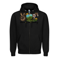 Black Peace Love Donkey Zipper Hoodie - LillyAllenDesigns