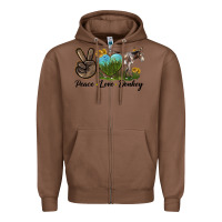 Chestnut Peace Love Donkey Zipper Hoodie - LillyAllenDesigns