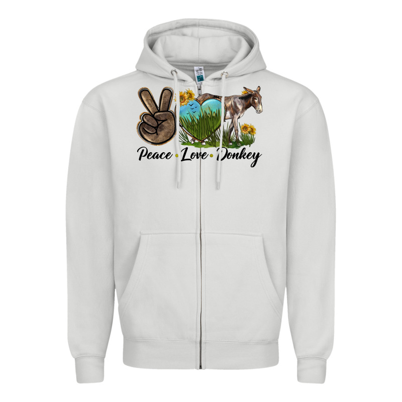Peace Love Donkey Zipper Hoodie by LillyAllenDesigns | Teevron