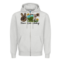 Dove Grey Peace Love Donkey Zipper Hoodie - LillyAllenDesigns
