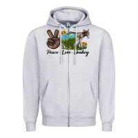 Heather Grey Peace Love Donkey Zipper Hoodie - LillyAllenDesigns
