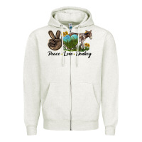 Oatmeal Heather Peace Love Donkey Zipper Hoodie - LillyAllenDesigns