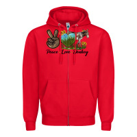 Red Peace Love Donkey Zipper Hoodie - LillyAllenDesigns