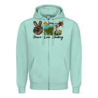 Seafoam Peace Love Donkey Zipper Hoodie - LillyAllenDesigns