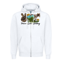 White Peace Love Donkey Zipper Hoodie - LillyAllenDesigns