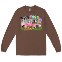 Chestnut Happy Easter truck with farm animals Easter Day Long Sleeve Tee - CowGirlArtShop