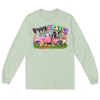 Matcha Happy Easter truck with farm animals Easter Day Long Sleeve Tee - CowGirlArtShop