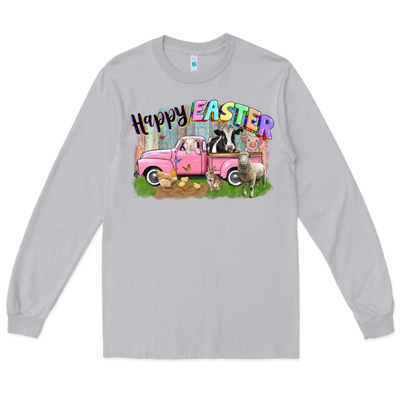Happy Easter Truck With Farm Animals Easter Day Long Sleeve Tee by CowGirlArtShop | Teevron