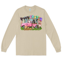 Mushroom Happy Easter truck with farm animals Easter Day Long Sleeve Tee - CowGirlArtShop