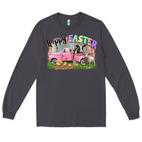 Smoke Happy Easter truck with farm animals Easter Day Long Sleeve Tee - CowGirlArtShop