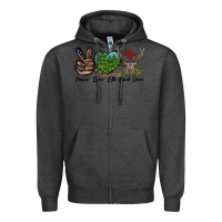 Charcoal Heather Peace Love Elk Buck Deer Zipper Hoodie - LillyAllenDesigns