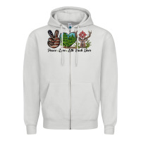 Dove Grey Peace Love Elk Buck Deer Zipper Hoodie - LillyAllenDesigns