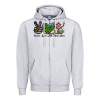 Heather Grey Peace Love Elk Buck Deer Zipper Hoodie - LillyAllenDesigns