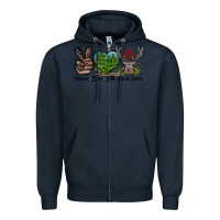 Navy Peace Love Elk Buck Deer Zipper Hoodie - LillyAllenDesigns