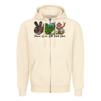 Sandshell Peace Love Elk Buck Deer Zipper Hoodie - LillyAllenDesigns