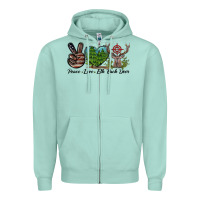 Seafoam Peace Love Elk Buck Deer Zipper Hoodie - LillyAllenDesigns