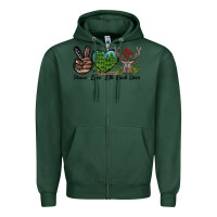 Sports Green Peace Love Elk Buck Deer Zipper Hoodie - LillyAllenDesigns