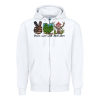 White Peace Love Elk Buck Deer Zipper Hoodie - LillyAllenDesigns
