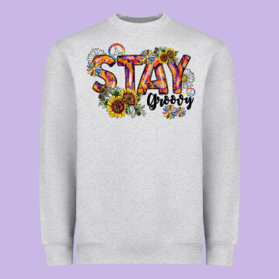 Stay Groovy Heavyweight Sweatshirt Designed By Cowhidedigitalart