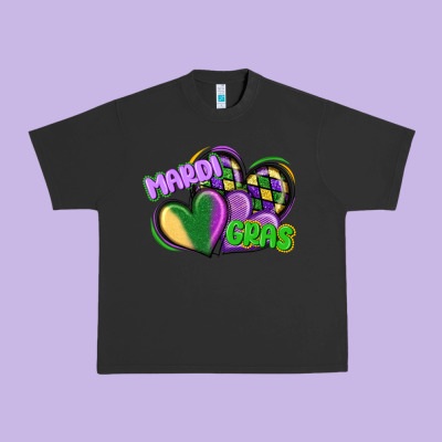 Mardi Gras Heart Urban Heavy Tee Designed By Cowgirlartshop