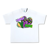 White mardi gras heart Urban Heavy Tee - CowGirlArtShop