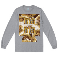Heather Grey Mama with leopard and cowhide regular can cooler Long Sleeve Tee - HowdyJamesFarm