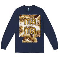 Navy Mama with leopard and cowhide regular can cooler Long Sleeve Tee - HowdyJamesFarm