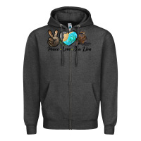 Charcoal Heather Peace Love Sea Lion Zipper Hoodie - LillyAllenDesigns
