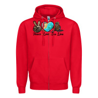 Red Peace Love Sea Lion Zipper Hoodie - LillyAllenDesigns