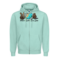 Seafoam Peace Love Sea Lion Zipper Hoodie - LillyAllenDesigns