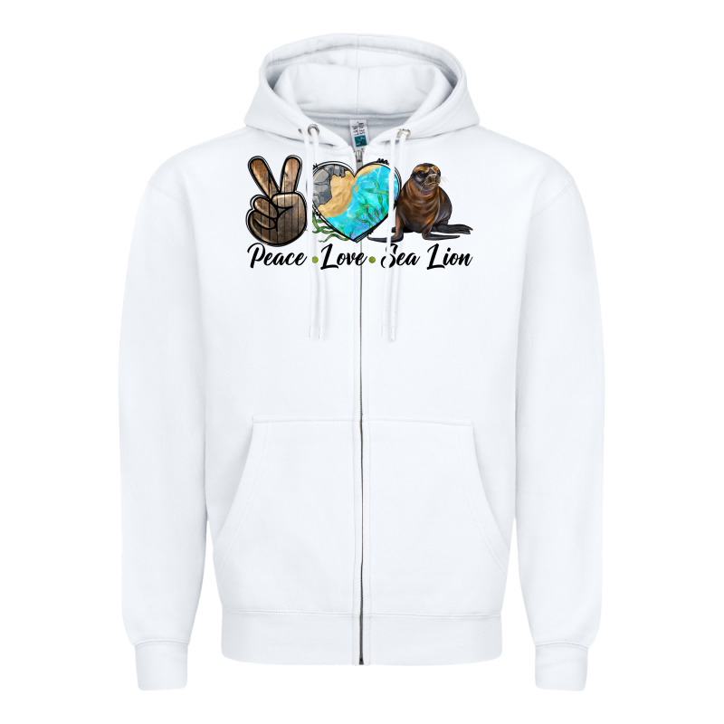 Peace Love Sea Lion Zipper Hoodie by LillyAllenDesigns | Teevron