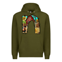 Army Green farm life alphabet lowercase letters n Premium Hoodie - BundleAndBundleShop