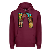 Burgundy farm life alphabet lowercase letters n Premium Hoodie - BundleAndBundleShop