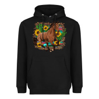 Black western horse cactus sunflowers serape leopard  turquoise wooden Heavyweight Hoodie - Artiststas