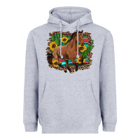 Heather Grey western horse cactus sunflowers serape leopard  turquoise wooden Heavyweight Hoodie - Artiststas