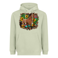 Matcha western horse cactus sunflowers serape leopard  turquoise wooden Heavyweight Hoodie - Artiststas