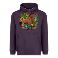 Plum western horse cactus sunflowers serape leopard  turquoise wooden Heavyweight Hoodie - Artiststas