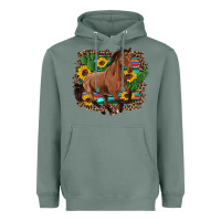 Sage western horse cactus sunflowers serape leopard  turquoise wooden Heavyweight Hoodie - Artiststas