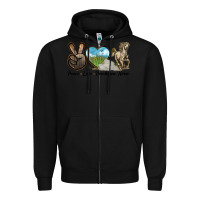 Black Peace Love Percheron Horse Zipper Hoodie - LillyAllenDesigns