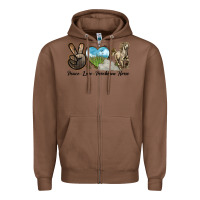 Chestnut Peace Love Percheron Horse Zipper Hoodie - LillyAllenDesigns