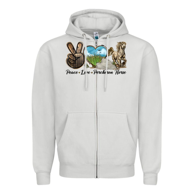 Peace Love Percheron Horse Zipper Hoodie by LillyAllenDesigns | Teevron
