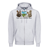 Heather Grey Peace Love Percheron Horse Zipper Hoodie - LillyAllenDesigns