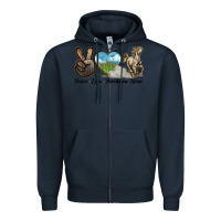 Navy Peace Love Percheron Horse Zipper Hoodie - LillyAllenDesigns